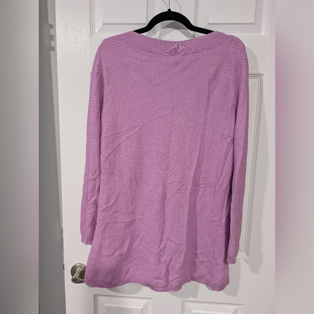 NWT Talbots Plus Purple Basket Weave Long Sleeve Sweater in Size 1X - Picture 9 of 11